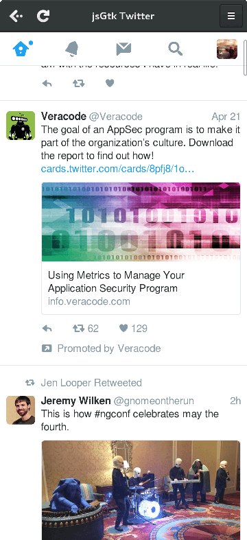 jsGtk Twitter screenshot